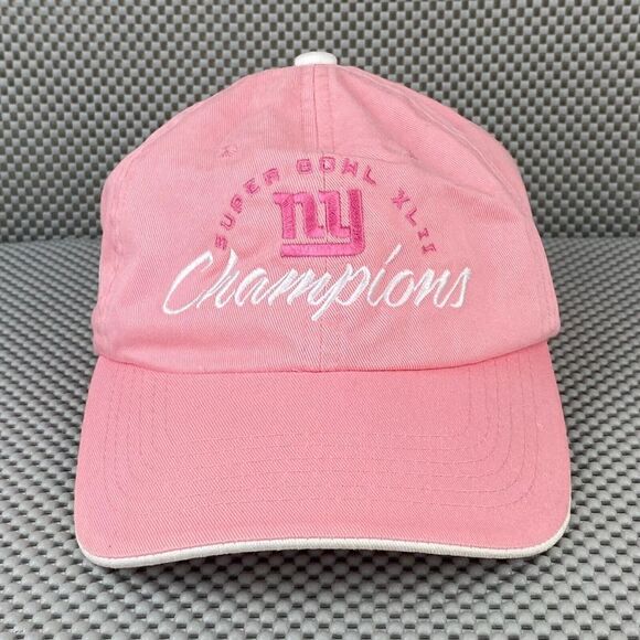 NFL Reebok NY Giants Champions Super Bowl XLII Womens Pink Logo Strap Back - Picture 1 of 9